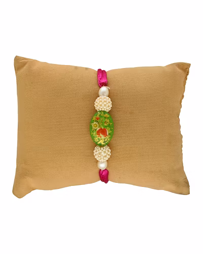 Dharohar Pearl Rakhi For Brother-White-3