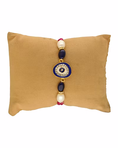 EvilEye Luxe Pearl Rakhi For Brother-White-3
