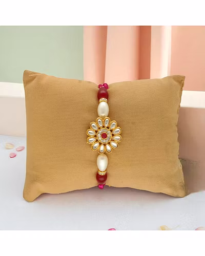 Pearl of Protection Bhaiya Bhabhi Rakhis-White-2