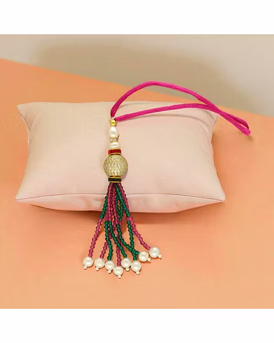 Pearl of Protection Bhaiya Bhabhi Rakhis-White-3