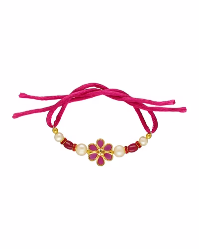 Whispers of Raksha Real Ruby Rakhi For Brother-White-1