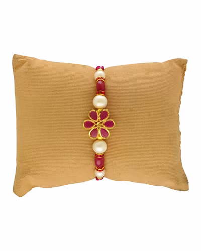 Whispers of Raksha Real Ruby Rakhi For Brother-White-3