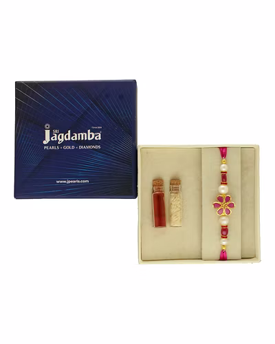 Whispers of Raksha Real Ruby Rakhi For Brother-White-4