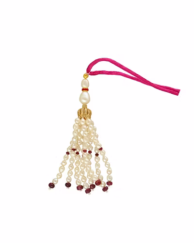 Sacred Thread of Ruby Lumbha Rakhi-White-1