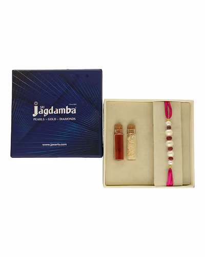 Thread of Trust Real Ruby Rakhi For Brother-White-4