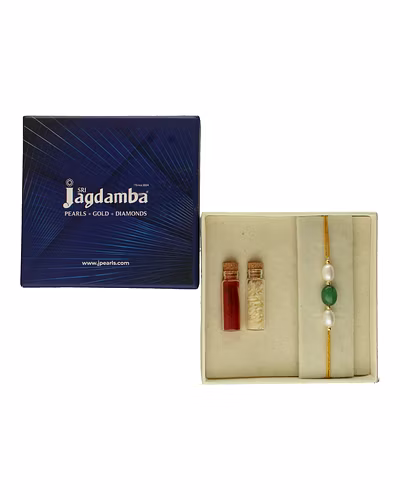 Lifelong Guardian Real Emerald Rakhi For Brother-White-4
