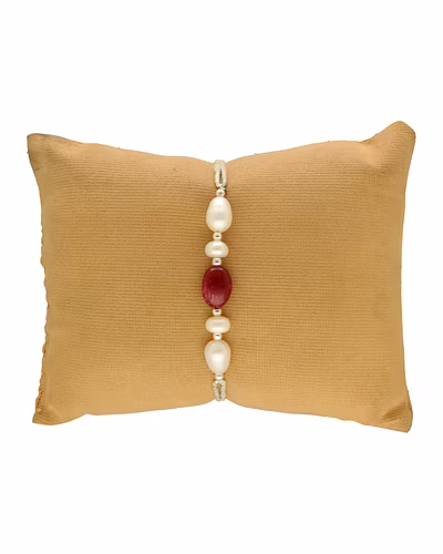 Pearl Oath Forever Ruby Rakhi For Brother-White-3