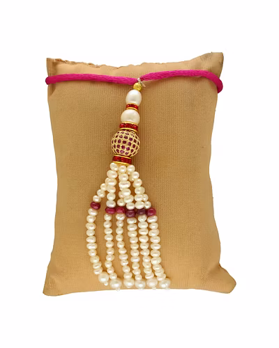 Grandeur Glow Of Ruby Lumba Rakhi-White-3