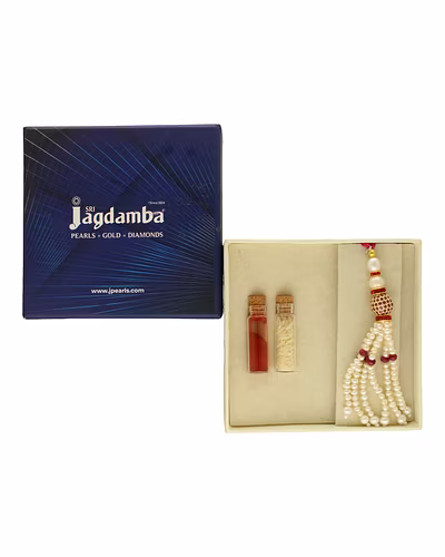 Grandeur Glow Of Ruby Lumba Rakhi-White-4