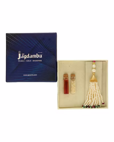 Charming Chic Of Ruby Lumba Rakhi-White-4
