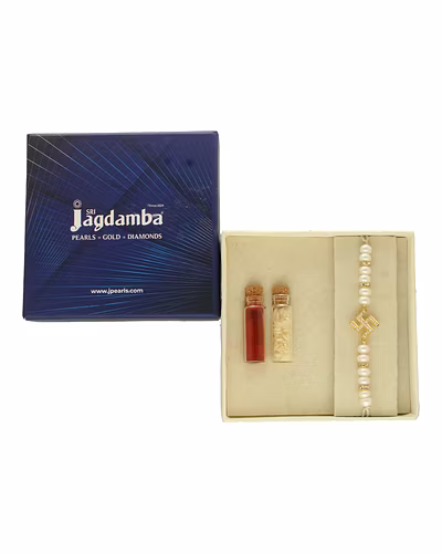 Swastik 925 Silver Rakhi For Brother-White-4
