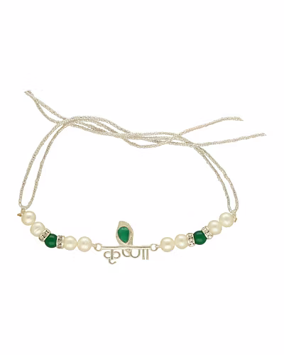 Krishna Morpankh 925 Silver Rakhi For Brother-White-1