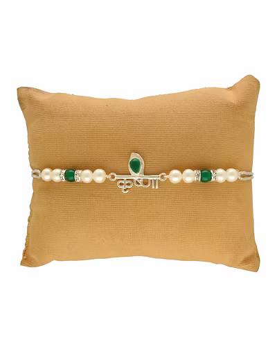 Krishna Morpankh 925 Silver Rakhi For Brother-White-3