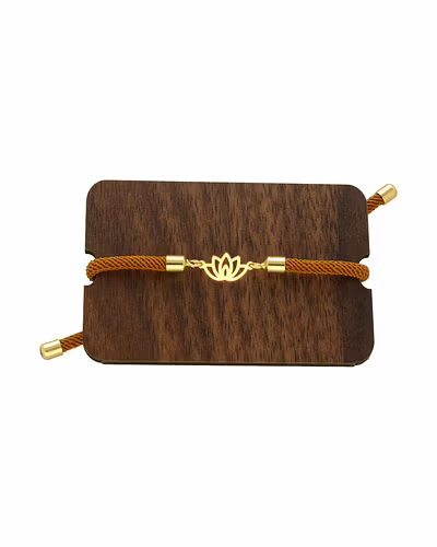 18kt Vyla Lotus Gold Rakhi For Brother-yellow-3