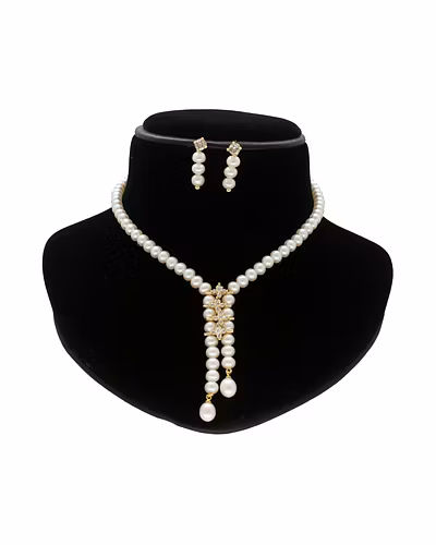 Duchess Dream Pearl Necklace Set-White-1