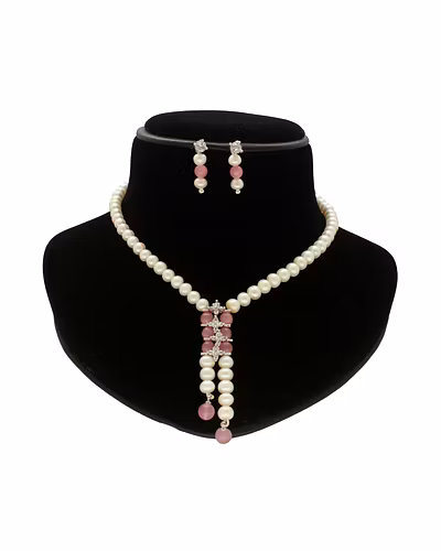 Heritage Glint Pearl Necklace Set-White-1