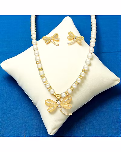 Gleaming Tiara Pearl Necklace Set-JPJUl-25-039