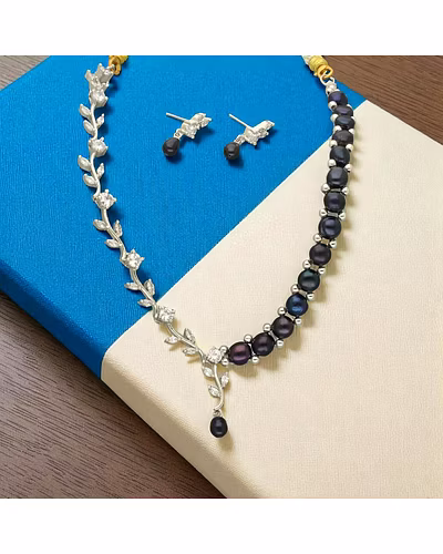 Regal Ember Pearl Necklace Set-JPJUl-25-044