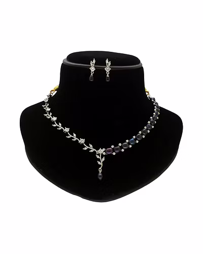Regal Ember Pearl Necklace Set-Grey-1