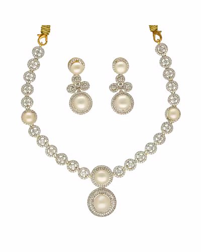 Whirling Glory Pearl Necklace Set-White-2