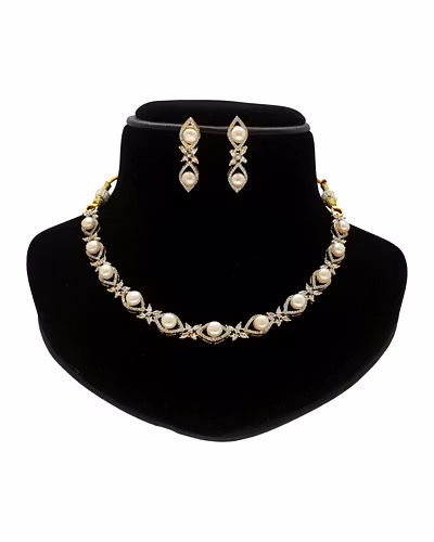 The Eldric Charm Pearl Necklace Set-White-1