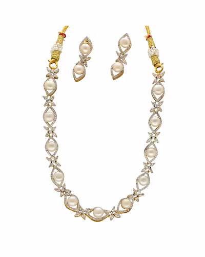 The Eldric Charm Pearl Necklace Set-White-3