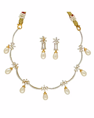Soft Radiance Pearl Necklace Set-White-2