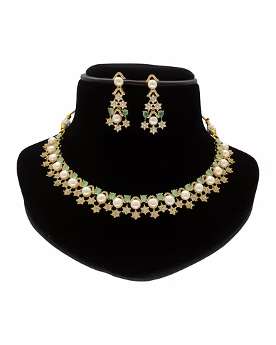 Royal Grandeur Pearl Necklace Set-White-1
