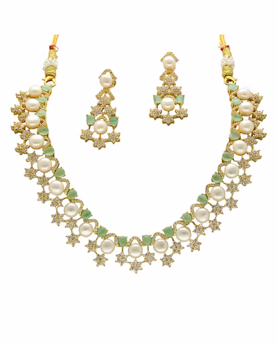 Royal Grandeur Pearl Necklace Set-White-3
