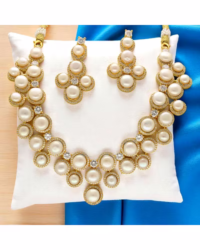 Winged Grace Pearl Necklace Set-JPJUN-25-006