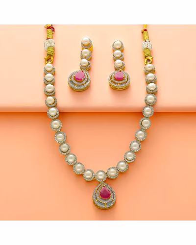 Imperial Drape Pearl Necklace Set-JPJUN-25-007