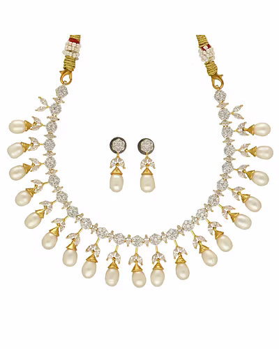 Gloryveil Pearl Necklace Set-White-2