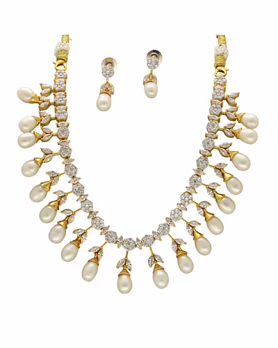 Gloryveil Pearl Necklace Set-White-3