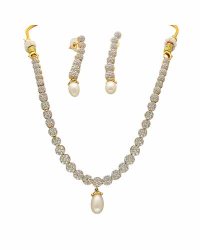 Eminence Gleam Pearl Necklace Set-White-3