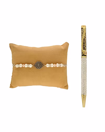 Enchanting Bond Silver Rakhi Hamper-White-1