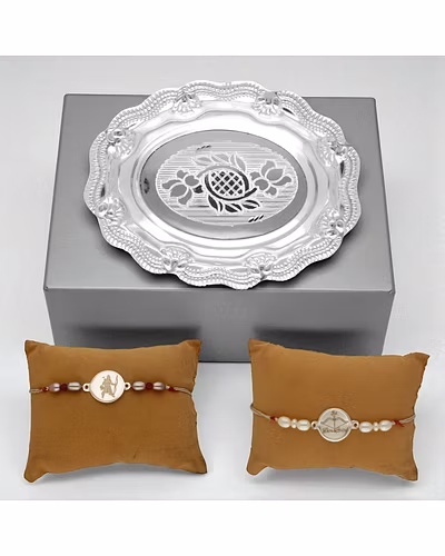 Prestigious 30Gms Silver Rakhi Thali Hamper-JPGB-25-014