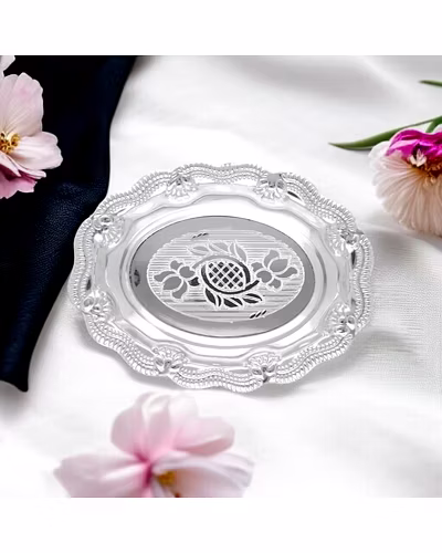 Prestigious 30Gms Silver Rakhi Thali Hamper-White-2