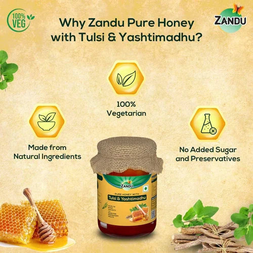 Pure Honey with Tulsi &amp; Yashtimadhu (650g)-650 G-4