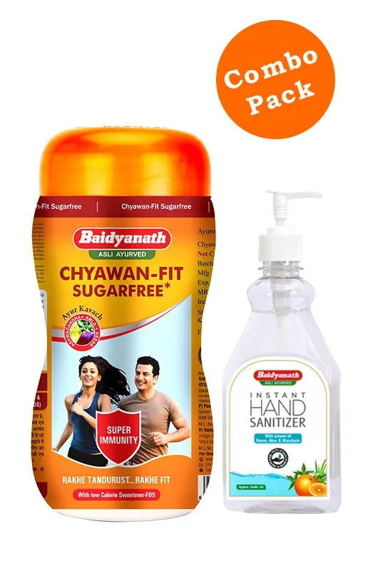 Baidyanath Chyawan-Fit Sugarfree With Hand Sanitizer Combo Pack (1kg And 500g)-B356-1