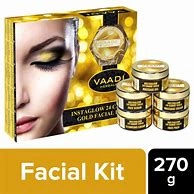 Vaadi Herbals Gold Facial Kit - 24 Carat Gold Leaves, Marigold &amp; Wheatgerm Oil, Lemon Peel Extract 270gm-Q316-1