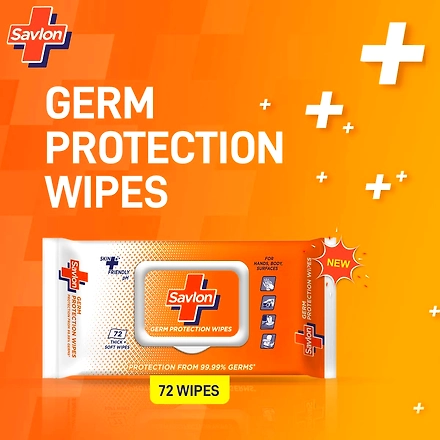 Savlon Germ Protection Multipurpose Thick &amp; Soft Wet Wipes with Fliptop lid - 72 Wipes-1-1