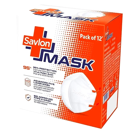 Savlon Mask | BIS Certified FFP2 S Mask (comparable to N95)| Ear-loop model with Head-Band Converter Strip-SavlonMask12