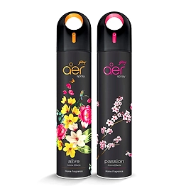 Godrej aer spray, Premium Air Freshener - Passion & Alive (Pack of 2, 240 ml each)