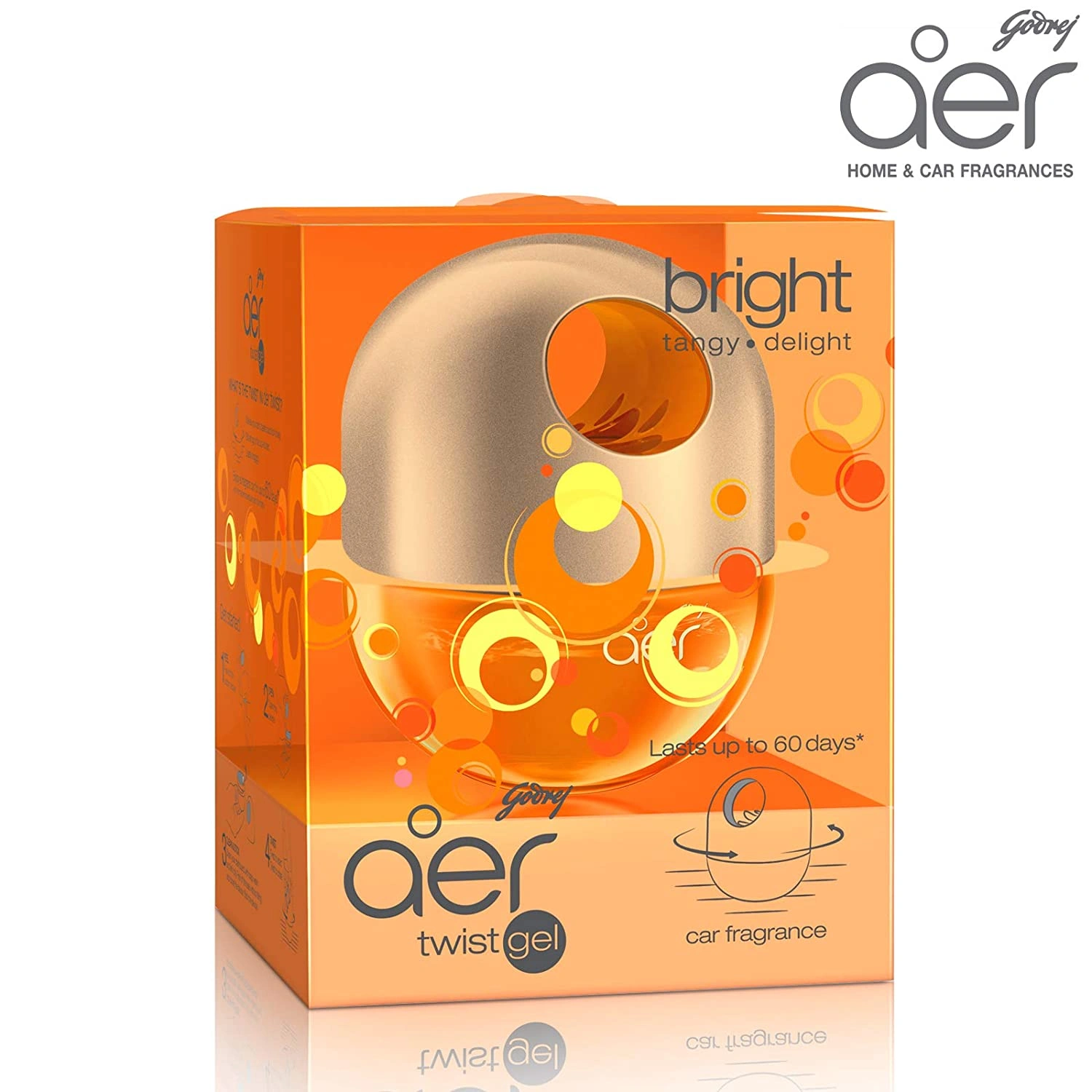 Godrej Aer Twist, Car Air Freshener - Bright Tangy Delight (45g)-2