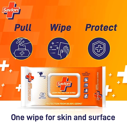 Savlon Germ Protection Multipurpose Thick &amp; Soft Wet Wipes with Fliptop lid - 72 Wipes-2-1