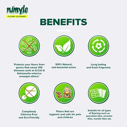 Nimyle Eco friendly floor cleaner with Power of Neem for 99.9% anti bacterial protection - Herbal 5L-2