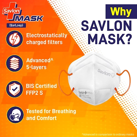Savlon Mask, Adjustable Ear loop Grey, BIS Certified FFP2 S Mask, comparable to N95, Pack of 4-1