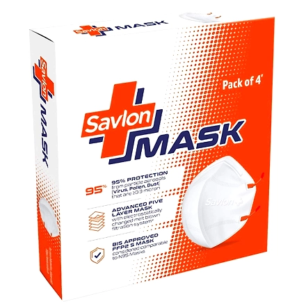 Savlon Mask | BIS Certified FFP2 S Mask (comparable to N95)| Ear-loop model with Head-Band Converter Strip-SavlonMask