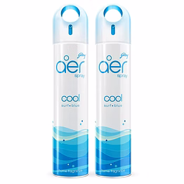 godrej aer spray, air freshener - cool surf blue (pack of 2, 240 ml each)