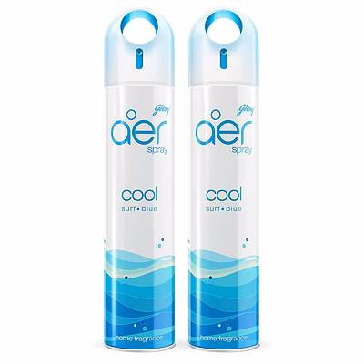 godrej aer spray, air freshener - cool surf blue (pack of 2, 240 ml each)